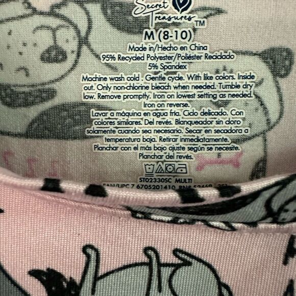 Secret Treasures Pink Gray Dog Ruff Pajama Jogger Set Size M (8-10) Super Soft - Picture 3 of 4